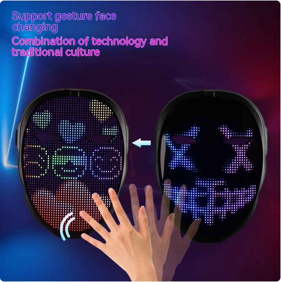 LED Face-Changing Halloween Mask – Full-Color Luminous Party Mask for Festivals & Events