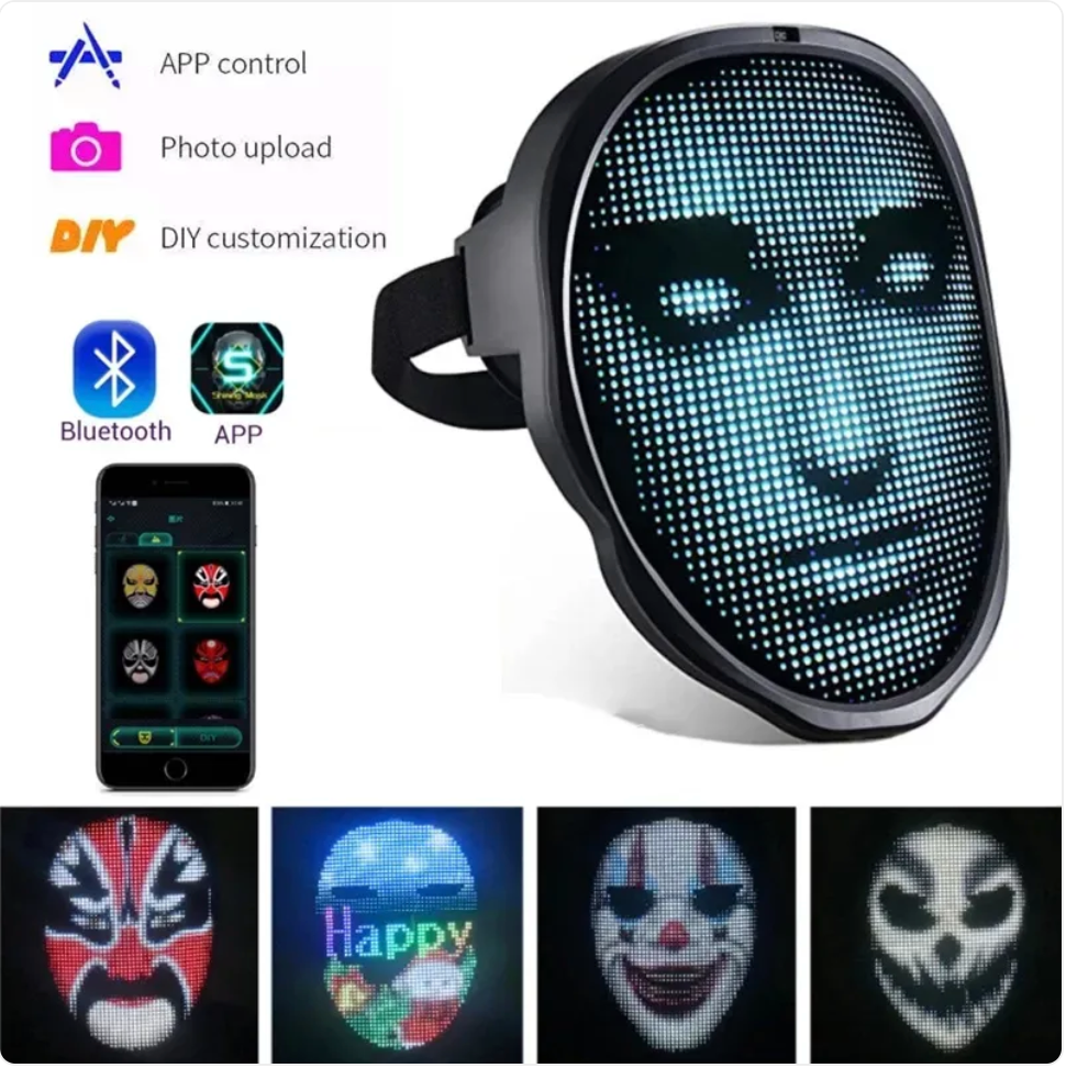 LED Face-Changing Halloween Mask – Full-Color Luminous Party Mask for Festivals & Events