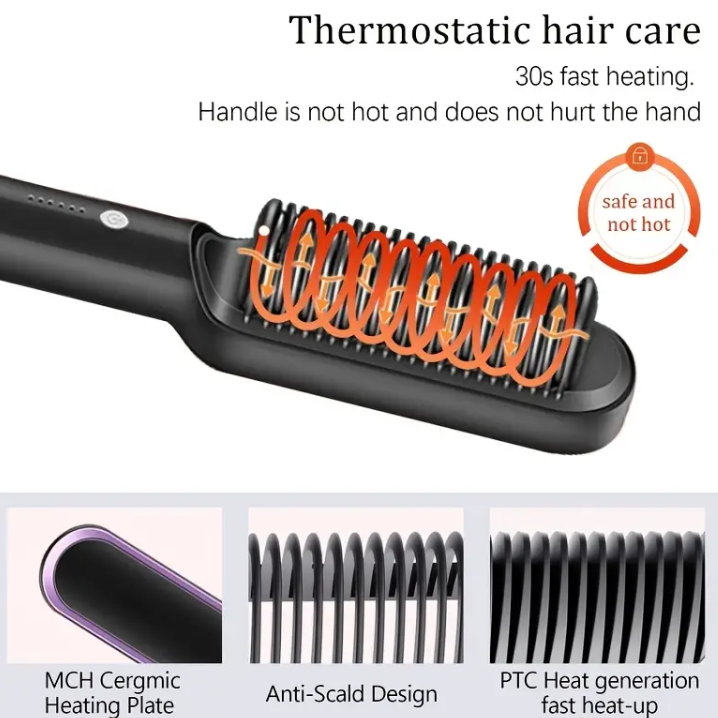 Dual-Use Horn Comb for Straightening and Curling Hair